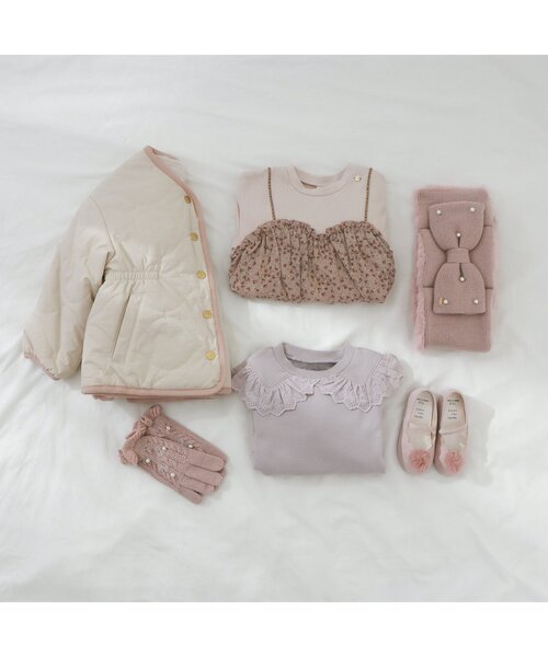 apres les cours（アプレレクール）の「リバーシブルファージャケット（ブルゾン・キッズ・ピンク/アイボリー・90/100/110/120/80/130/140）」の7枚目の写真