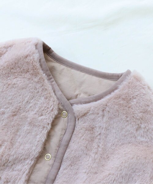 apres les cours（アプレレクール）の「リバーシブルファージャケット（ブルゾン・キッズ・ピンク/アイボリー・90/100/110/120/80/130/140）」の12枚目の写真