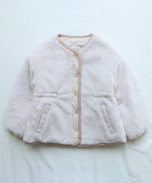 apres les cours（アプレレクール）の「リバーシブルファージャケット（ブルゾン・キッズ・ピンク/アイボリー・90/100/110/120/80/130/140）」の20枚目の写真