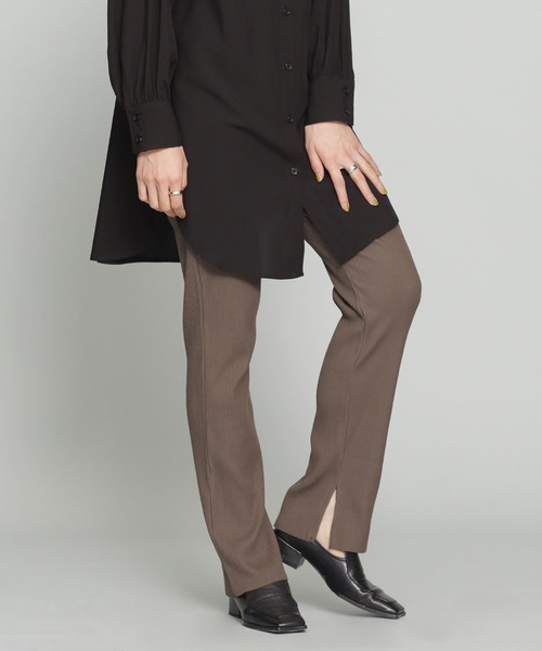 NANO universe（ナノユニバース）の「WEB限定/スリットリブパンツ（その他パンツ・レディース・ブラック/アイボリー/モカ・マルチサイズ）」の3枚目の写真