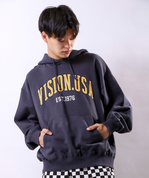 VISION STREET WEAR(ヴィジョンストリートウェア)の「VISION STREET WEAR ベロアワッペン裏毛フーディー(パーカー・レディース・チャコールグレー/パープル/マルチ/ワイン/キナリ・LL/M/L)」の21枚目の写真