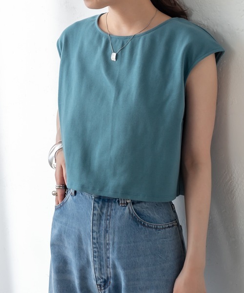 mystic(ミスティック)の「フレンチミニTシャツ(Tシャツ/カットソー・レディース・オフホワイト/チャコールグレー/ブラウン/グリーン系その他/ブルー・FREE)」の19枚目の写真