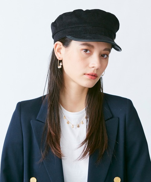 Chapeau d' O（シャポードオー）の「Chapeau d' O Corduroy Marine Cas（キャスケット・レディース・ブラック/ライトグリーン/ブラウン・57cm）」の4枚目の写真