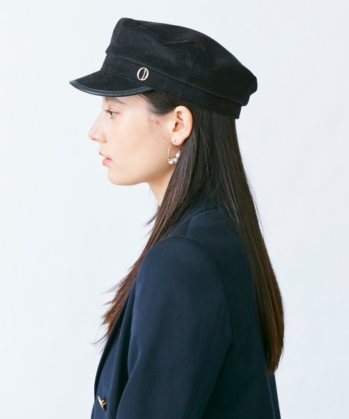 Chapeau d' O（シャポードオー）の「Chapeau d' O Corduroy Marine Cas（キャスケット・レディース・ブラック/ライトグリーン/ブラウン・57cm）」の7枚目の写真