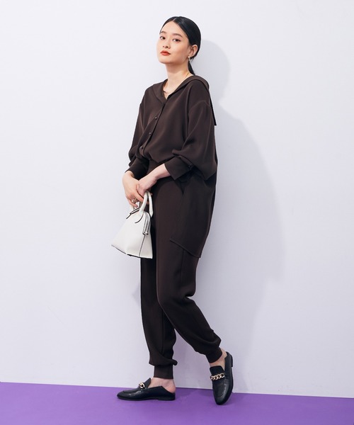 新品　アダムエロペ　パンツ　ブラック シンセティックレザートラックパンツ（その他パンツ）｜ADAM ET