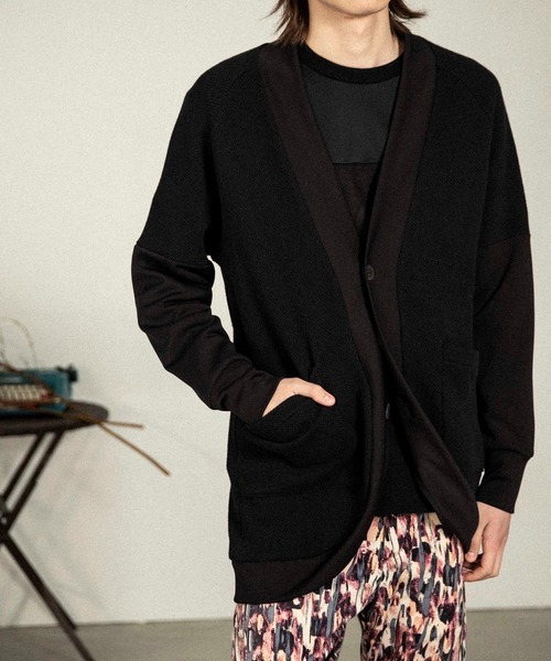 OURET（オーレット）の「ローゲージストレッチカノコ ラウンドカットカーディガン（カーディガン/ボレロ・メンズ・ブラック/グレー・2/3/1）」の2枚目の写真