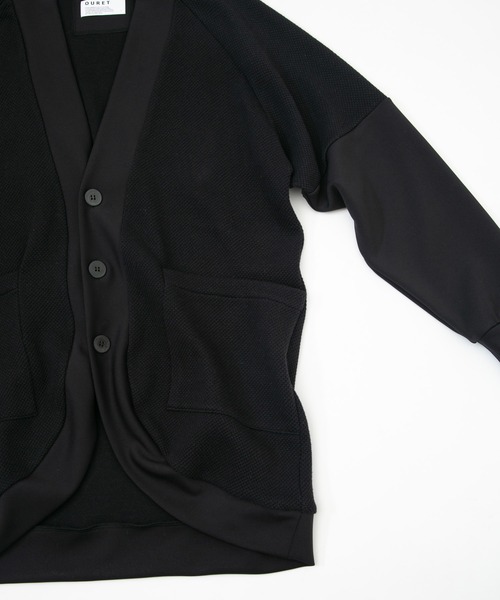 OURET（オーレット）の「ローゲージストレッチカノコ ラウンドカットカーディガン（カーディガン/ボレロ・メンズ・ブラック/グレー・2/3/1）」の3枚目の写真