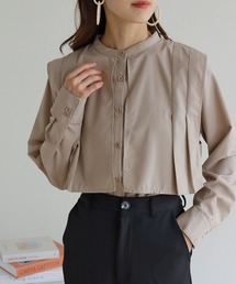 HER CLOSET | 【shemoshelly】ケープタックバンドカラーブラウス(シャツ/ブラウス)