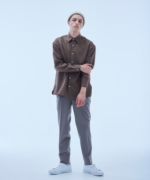 UNITED TOKYO(ユナイテッドトウキョウ)の「ボイルロングスリーブシャツ(シャツ/ブラウス・メンズ・グレイッシュベージュ/ブラウン/ブラック/アイボリー/オレンジ/ピンク/ダークブラウン・5/2/1/3)」の9枚目の写真