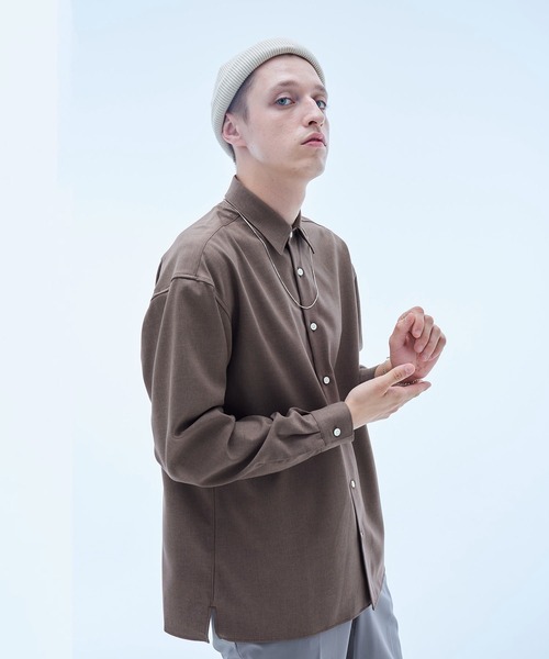 UNITED TOKYO(ユナイテッドトウキョウ)の「ボイルロングスリーブシャツ(シャツ/ブラウス・メンズ・グレイッシュベージュ/ブラウン/ブラック/アイボリー/オレンジ/ピンク/ダークブラウン・5/2/1/3)」の12枚目の写真