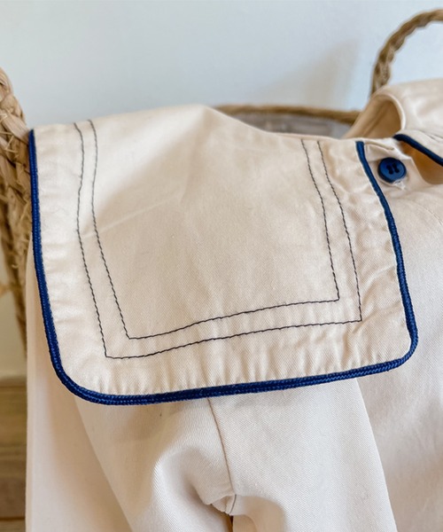 aimoha（アイモハ）の「【aimoha-KIDS-】【新作】子供服 かわいいセーラー服風ビッグカラーブラウス（シャツ/ブラウス・キッズ・ベージュ・80/90/100/110/120/130）」の12枚目の写真