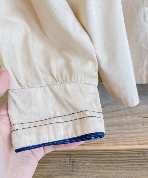 aimoha（アイモハ）の「【aimoha-KIDS-】【新作】子供服 かわいいセーラー服風ビッグカラーブラウス（シャツ/ブラウス・キッズ・ベージュ・80/90/100/110/120/130）」の5枚目の写真