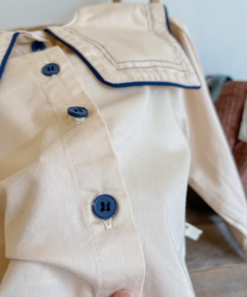 aimoha（アイモハ）の「【aimoha-KIDS-】【新作】子供服 かわいいセーラー服風ビッグカラーブラウス（シャツ/ブラウス・キッズ・ベージュ・80/90/100/110/120/130）」の19枚目の写真