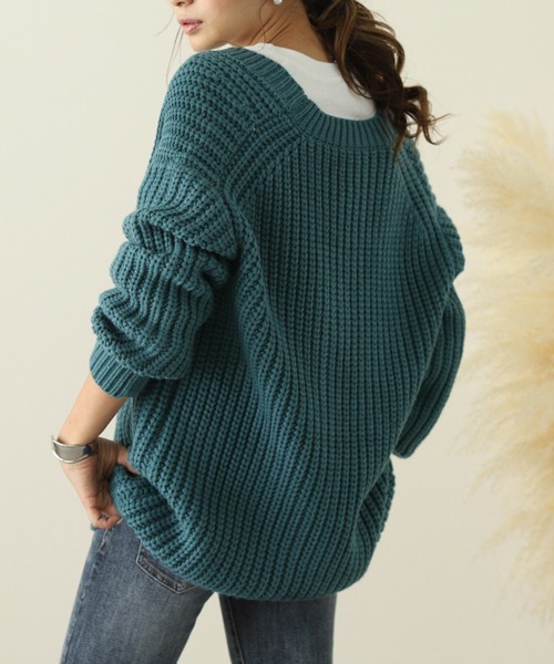 La-gemme（ラジェム）の「ローゲージニットカーディガン（カーディガン/ボレロ・レディース・ブラック/ダークブラウン/ブルーグリーン/グレー/グレイッシュベージュ/アイボリー・フリー）」の14枚目の写真