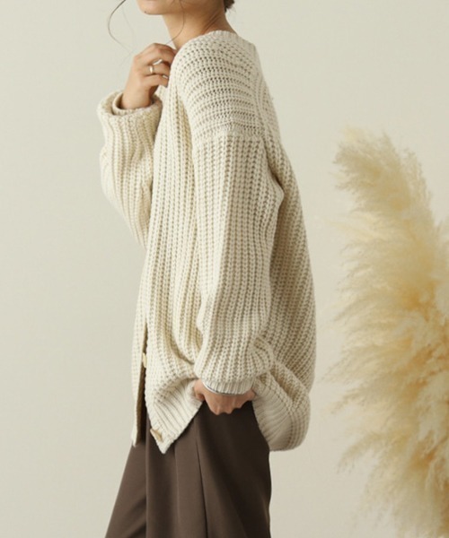 La-gemme（ラジェム）の「ローゲージニットカーディガン（カーディガン/ボレロ・レディース・ブラック/ダークブラウン/ブルーグリーン/グレー/グレイッシュベージュ/アイボリー・フリー）」の22枚目の写真