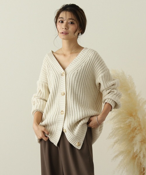 La-gemme（ラジェム）の「ローゲージニットカーディガン（カーディガン/ボレロ・レディース・ブラック/ダークブラウン/ブルーグリーン/グレー/グレイッシュベージュ/アイボリー・フリー）」の19枚目の写真