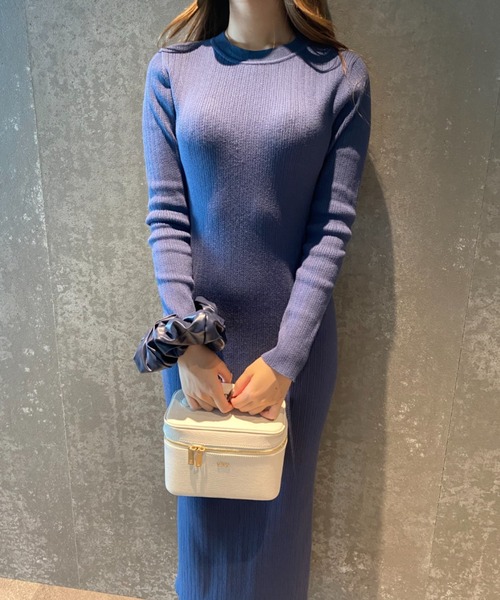 EIMY ISTOIRE（エイミーイストワール）の「バックオープンランダムリブニットワンピース（ワンピース・レディース・ブラック/ベージュ/ブラウン/ピンク/ブルー・FREE）」の15枚目の写真