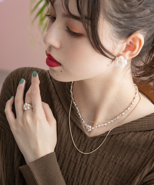 ご購入済みです【美品】素敵なビーズの2連ネックレス 脂っこく