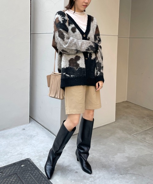 CAPRICIEUX LE'MAGE（カプリシューレマージュ）の「アニマルモヘヤカーディガン（カーディガン/ボレロ・レディース・ブラック/ベージュ・FREE）」の3枚目の写真