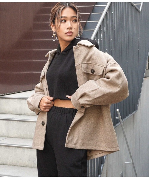 ANAP（アナップ）の「フェイクウールジャケット（カバーオール・レディース・ベージュ/モカ・FREE）」の6枚目の写真