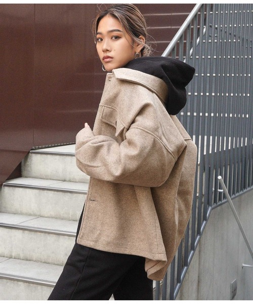 ANAP（アナップ）の「フェイクウールジャケット（カバーオール・レディース・ベージュ/モカ・FREE）」の7枚目の写真