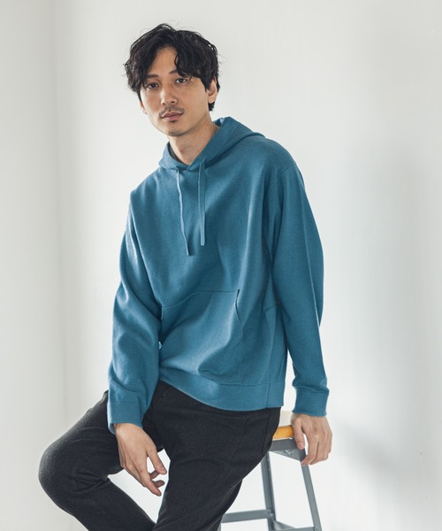 GLOBAL WORK(グローバルワーク)の「ヤミツキニットパーカー/952821(パーカー・メンズ・チャコールグレー/ネイビー/オフホワイト/ブルー系その他4/イエロー系その他3/ブラウン系その他6/サックスブルー系・MEDIUM/LARGE/X-LARGE/SMALL)」の5枚目の写真