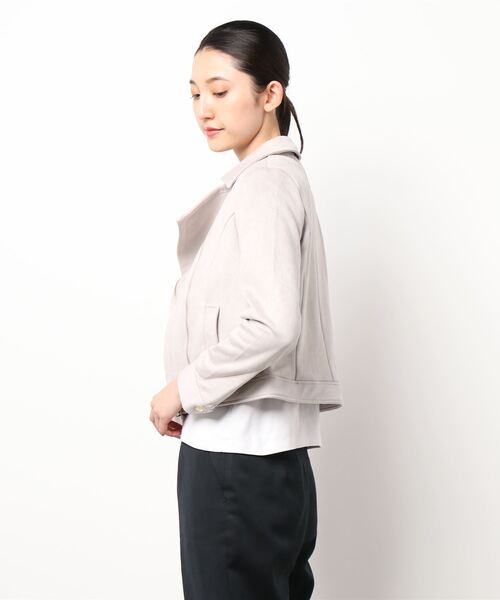 MISCH MASCH（ミッシュマッシュ）の「スエードボンディングジャケット（ライダースジャケット・レディース・ベージュ/ピンク系その他/グレー・MEDIUM）」の4枚目の写真