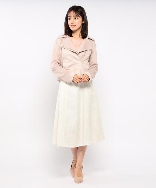 MISCH MASCH（ミッシュマッシュ）の「スエードボンディングジャケット（ライダースジャケット・レディース・ベージュ/ピンク系その他/グレー・MEDIUM）」の14枚目の写真