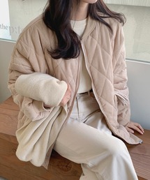 コーデュロイ素材キルティングジャケット