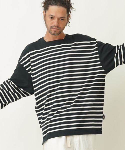 EGO TRIPPING(エゴトリッピング)の「mlt3655- BASQUE FAT TEE カットソー(Tシャツ/カットソー・メンズ・ホワイト×ブラック/ブラック×ホワイト/ブラウン系その他/ベージュ系その他・48/46)」の12枚目の写真