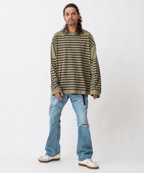 EGO TRIPPING(エゴトリッピング)の「mlt3655- BASQUE FAT TEE カットソー(Tシャツ/カットソー・メンズ・ホワイト×ブラック/ブラック×ホワイト/ブラウン系その他/ベージュ系その他・48/46)」の6枚目の写真