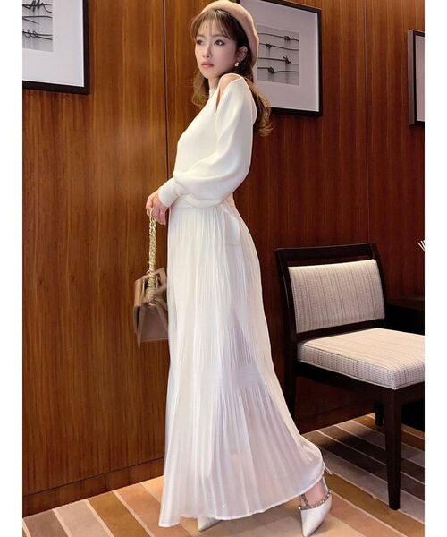 RESEXXY（リゼクシー）の「マジョリカプリーツニットワンピース（ワンピース・レディース・ブラック/アイボリー/モカ・FREE）」の11枚目の写真