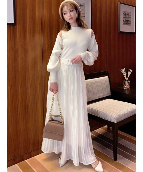 RESEXXY（リゼクシー）の「マジョリカプリーツニットワンピース（ワンピース・レディース・ブラック/アイボリー/モカ・FREE）」の12枚目の写真