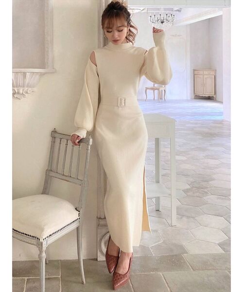 RESEXXY（リゼクシー）の「マジョリカプリーツニットワンピース（ワンピース・レディース・ブラック/アイボリー/モカ・FREE）」の19枚目の写真