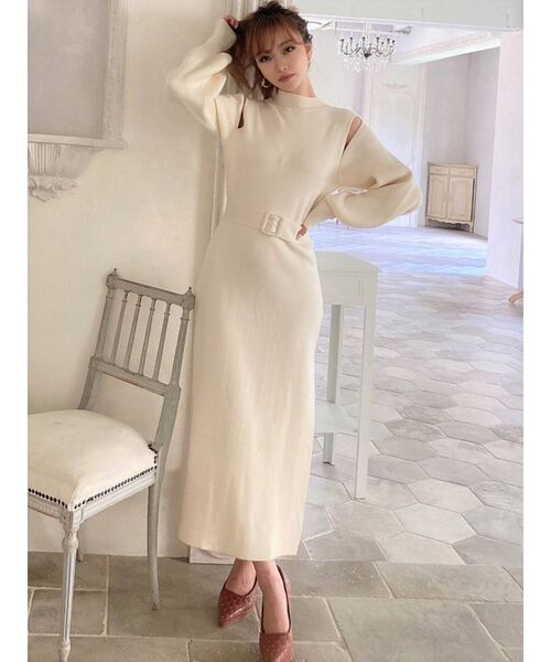 RESEXXY（リゼクシー）の「マジョリカプリーツニットワンピース（ワンピース・レディース・ブラック/アイボリー/モカ・FREE）」の22枚目の写真