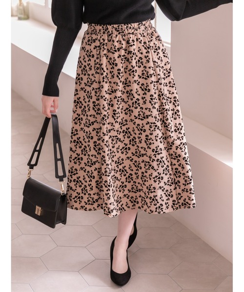 フロッキーフラワーフレアスカート