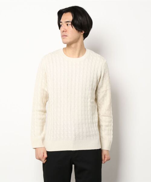 PAZZO（パッゾ）の「【PAZZO】 カシミヤ混 クルーネック ニット（ニット/セーター・メンズ・ネイビー/ボルドー/トップグレー/ホワイト系1・46/48/50）」の2枚目の写真