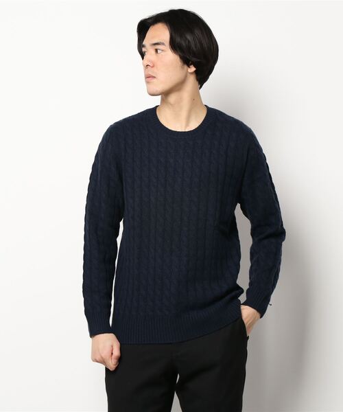PAZZO（パッゾ）の「【PAZZO】 カシミヤ混 クルーネック ニット（ニット/セーター・メンズ・ネイビー/ボルドー/トップグレー/ホワイト系1・46/48/50）」の4枚目の写真