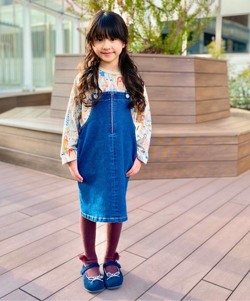 MAKE YOUR DAY（メイクユアデイ）の「ジャンパースカート■80～140cm（ジャンパースカート・キッズ・ブルー/アイボリー/キャメル・110/120/100/80/130/90/140）」の3枚目の写真