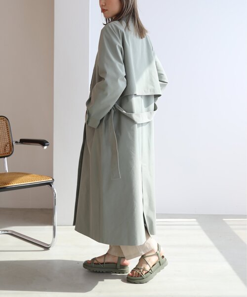 RAY CASSIN（レイカズン）の「CTツイルスタンドカラーコート（トレンチコート・レディース・ブルー/ベージュ/キナリ・FREE）」の5枚目の写真