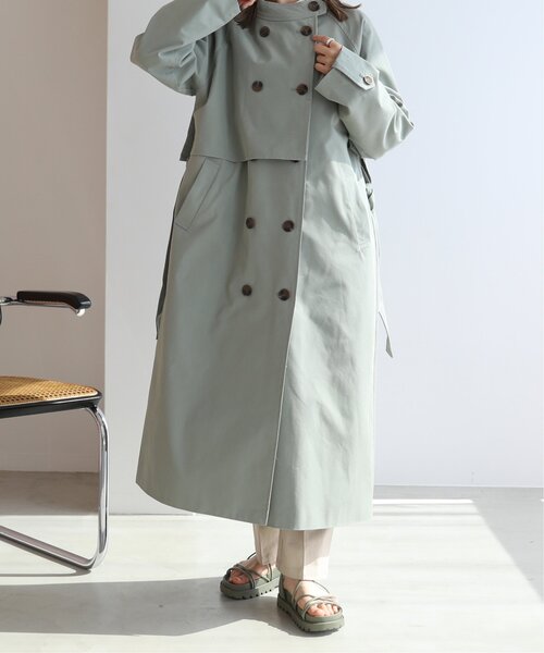 RAY CASSIN（レイカズン）の「CTツイルスタンドカラーコート（トレンチコート・レディース・ブルー/ベージュ/キナリ・FREE）」の6枚目の写真