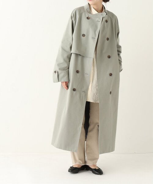 RAY CASSIN（レイカズン）の「CTツイルスタンドカラーコート（トレンチコート・レディース・ブルー/ベージュ/キナリ・FREE）」の7枚目の写真