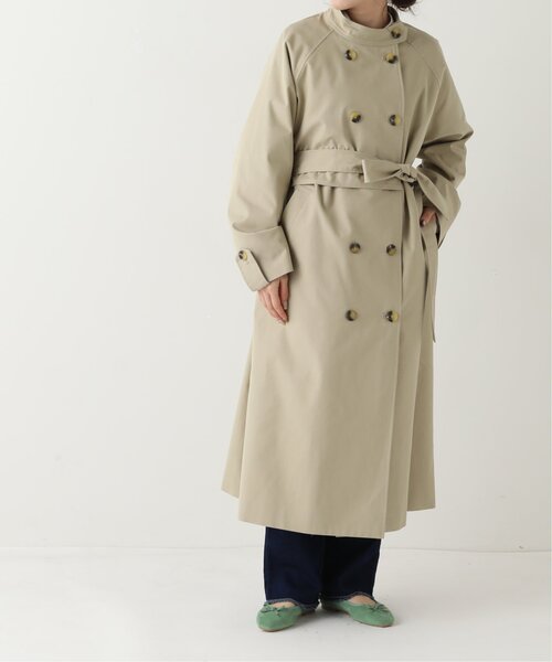 RAY CASSIN（レイカズン）の「CTツイルスタンドカラーコート（トレンチコート・レディース・ブルー/ベージュ/キナリ・FREE）」の9枚目の写真