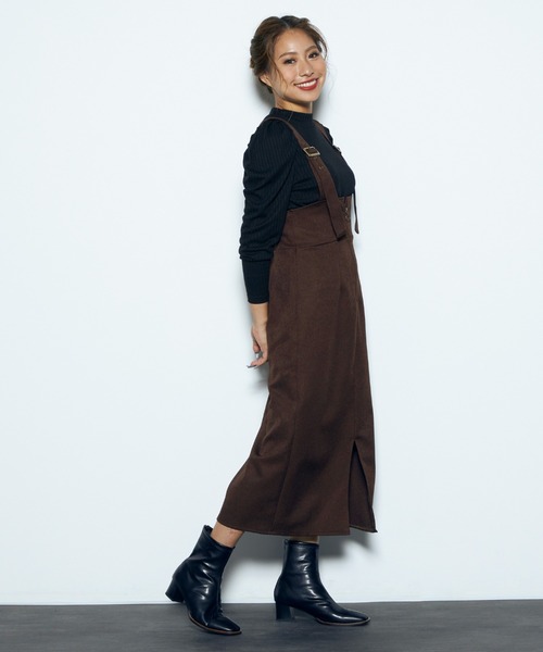 CECIL McBEE(セシルマクビー)の「インナー付きジャンスカSET(ジャンパースカート・レディース・ブラック/モカ/カーキ・MEDIUM)」の3枚目の写真