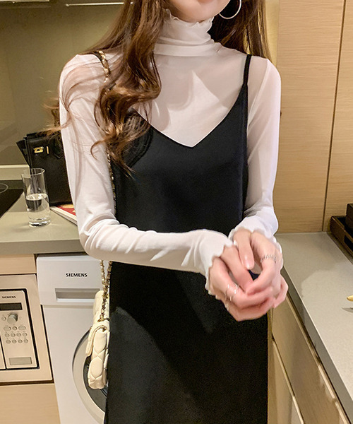 c.u.l（シーユーエル）の「【c.u.l:w】シアートップス メロウハイネック パワーネット culw141（Tシャツ/カットソー・レディース・ブルー/ホワイト/ブラック/アイボリー/ライトグレー・FREE）」の7枚目の写真