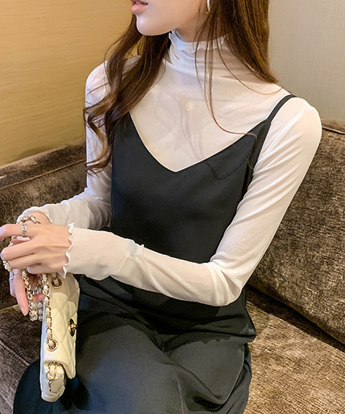 c.u.l（シーユーエル）の「【c.u.l:w】シアートップス メロウハイネック パワーネット culw141（Tシャツ/カットソー・レディース・ブルー/ホワイト/ブラック/アイボリー/ライトグレー・FREE）」の9枚目の写真