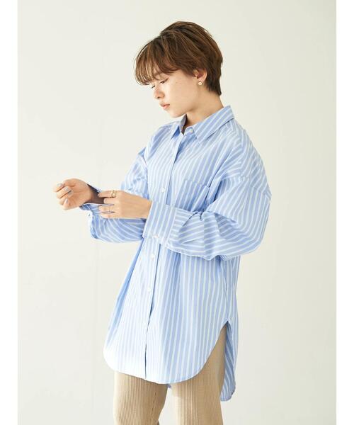 earth music&ecology（アースミュージックアンドエコロジー）の「ビッグシャツ＊（シャツ/ブラウス・レディース・サックスブルー/ホワイト系その他6/ブルー系その他7・FREE）」の5枚目の写真