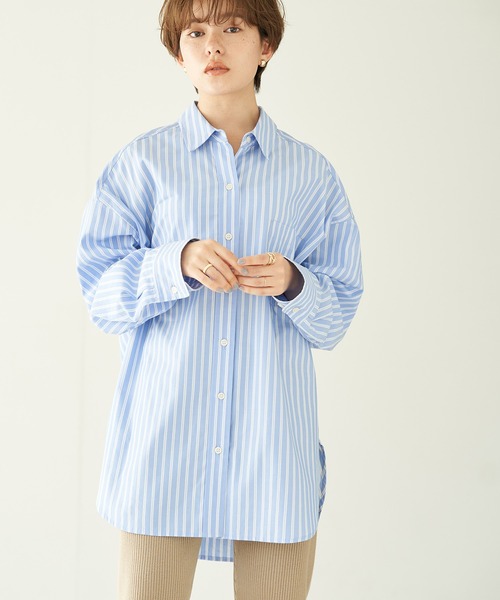 earth music&ecology（アースミュージックアンドエコロジー）の「ビッグシャツ＊（シャツ/ブラウス・レディース・サックスブルー/ホワイト系その他6/ブルー系その他7・FREE）」の3枚目の写真