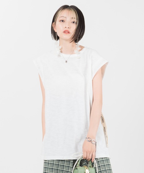 LAYMEE（レイミー）の「Lay CS / レイカットソー（Tシャツ/カットソー・レディース・グリーン/ホワイト/スミクロ・FREE）」の2枚目の写真