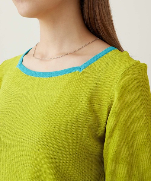 Keeepy(キーピー)の「【Keeepy】back open color scheme knit short pullover(ニット/セーター・レディース・ライトグリーン/ブルーグリーン・FREE)」の15枚目の写真